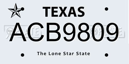 ACB9809 Texas License Plate