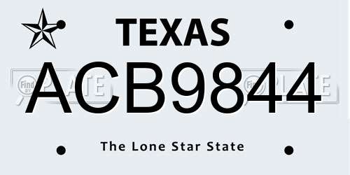ACB9844 Texas License Plate