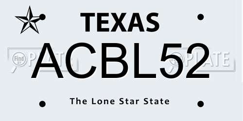 ACBL52 Texas License Plate