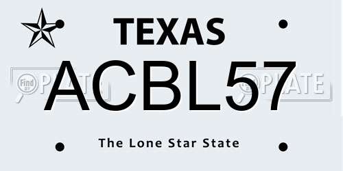 ACBL57 Texas License Plate