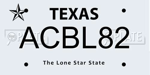 ACBL82 Texas License Plate