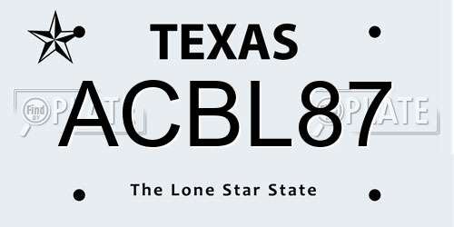ACBL87 Texas License Plate