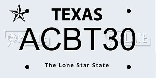ACBT30 Texas License Plate