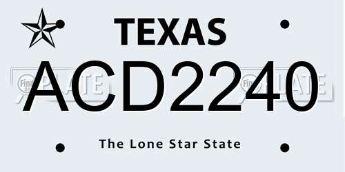 ACD2240 Texas License Plate