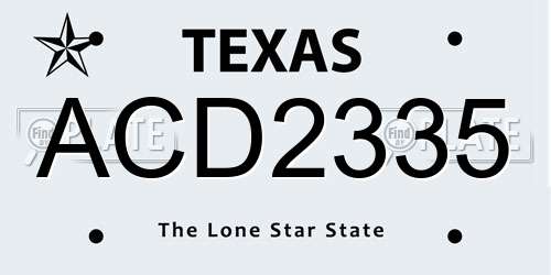 ACD2335 Texas License Plate