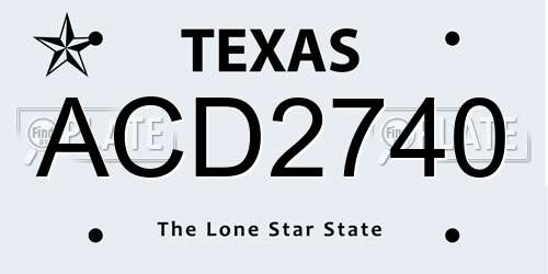ACD2740 Texas License Plate