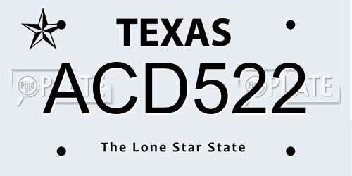 ACD522 Texas License Plate