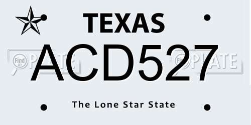ACD527 Texas License Plate