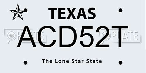 ACD52T Texas License Plate