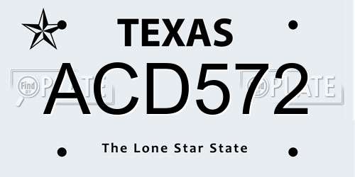 ACD572 Texas License Plate