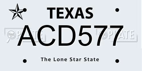 ACD577 Texas License Plate
