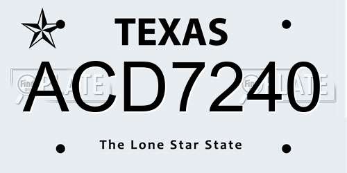 ACD7240 Texas License Plate