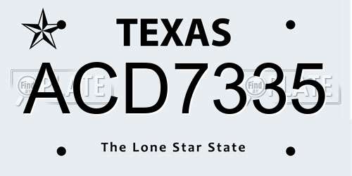 ACD7335 Texas License Plate