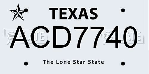 ACD7740 Texas License Plate