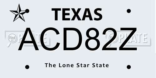 ACD82Z Texas License Plate