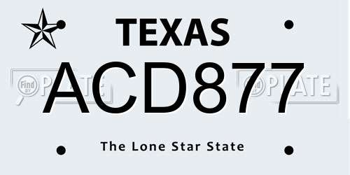 ACD877 Texas License Plate
