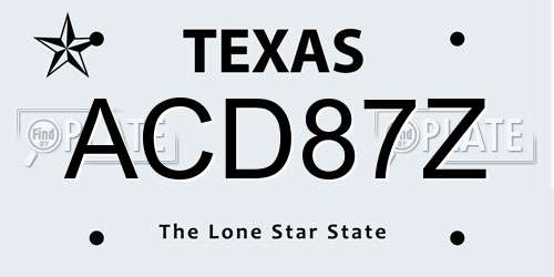 ACD87Z Texas License Plate