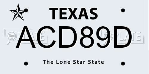 ACD89D Texas License Plate