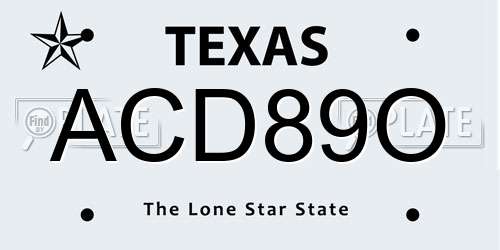 ACD89O Texas License Plate