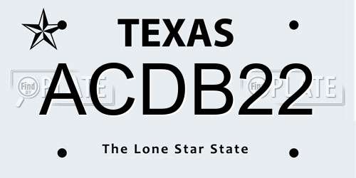 ACDB22 Texas License Plate