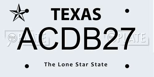 ACDB27 Texas License Plate