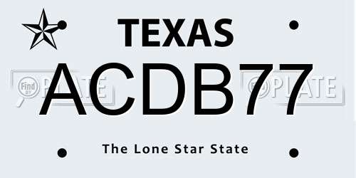 ACDB77 Texas License Plate