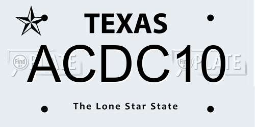 ACDC10 Texas License Plate