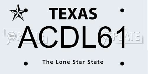 ACDL61 Texas License Plate