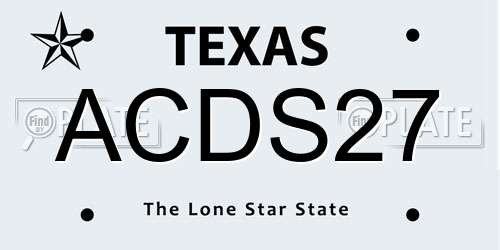 ACDS27 Texas License Plate