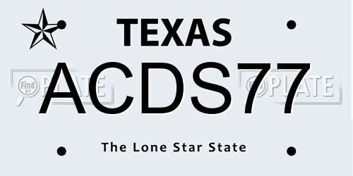 ACDS77 Texas License Plate
