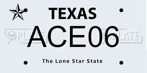 ACE06 Texas License Plate
