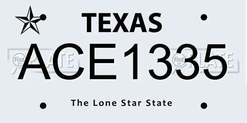 ACE1335 Texas License Plate