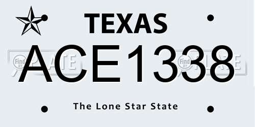 ACE1338 Texas License Plate