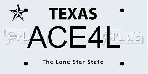 ACE4L Texas License Plate