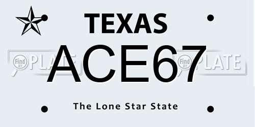ACE67 Texas License Plate