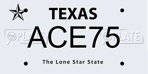 ACE75 Texas License Plate