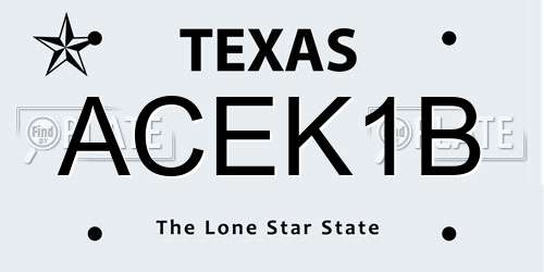 ACEK1B Texas License Plate