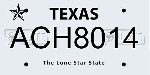 ACH8014 Texas License Plate