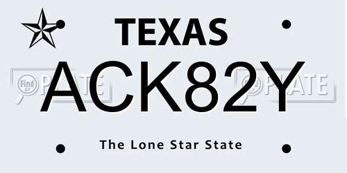 ACK82Y Texas License Plate