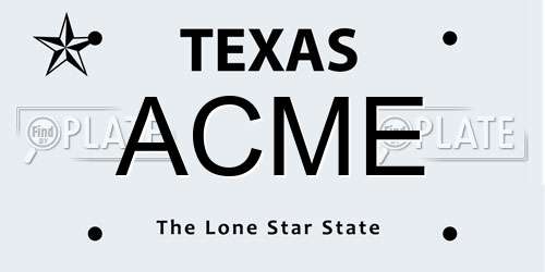 ACME Texas License Plate