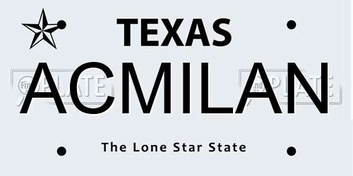 ACMILAN Texas License Plate