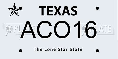 ACO16 Texas License Plate