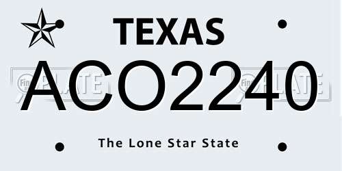 ACO2240 Texas License Plate