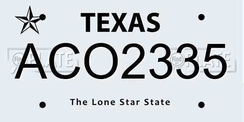 ACO2335 Texas License Plate