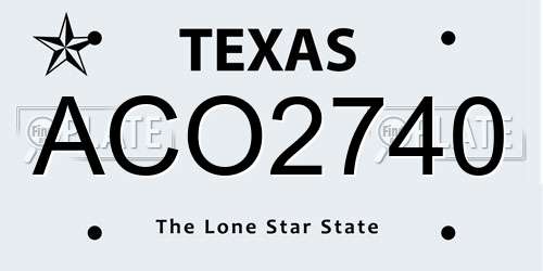 ACO2740 Texas License Plate