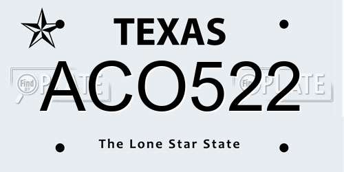 ACO522 Texas License Plate