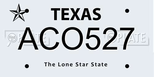 ACO527 Texas License Plate
