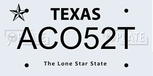 ACO52T Texas License Plate