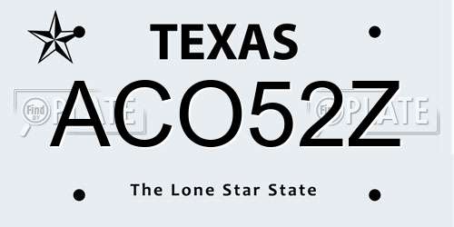 ACO52Z Texas License Plate