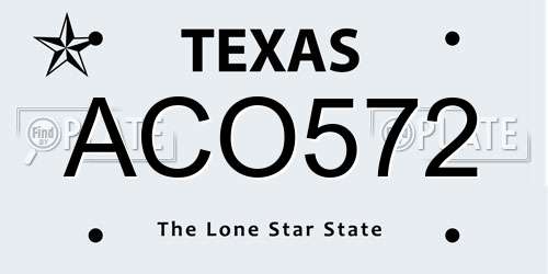 ACO572 Texas License Plate